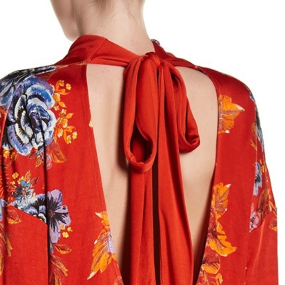 FREE PEOPLE 2 AM Floral Print Mini Dress Red Large - Picture 5 of 8